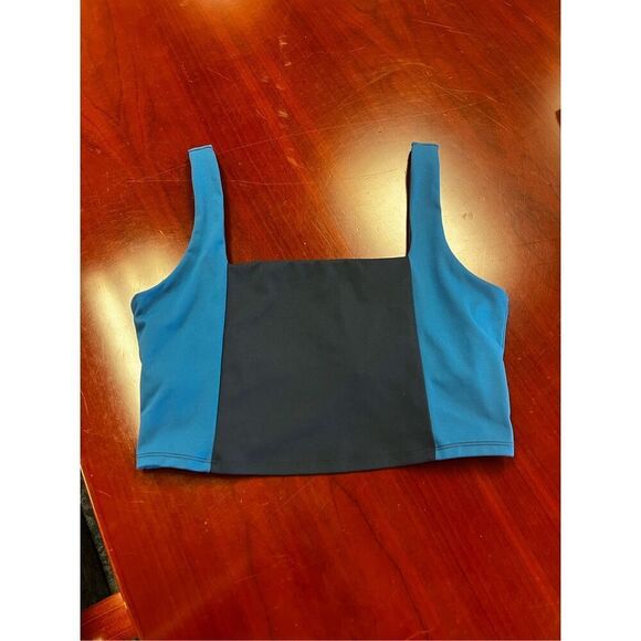 Sincerely Jules Black & Blue Shelf Bra Tank atop sz L EUC - Picture 1 of 5